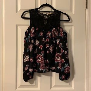 Cold Shoulder floral lace blouse